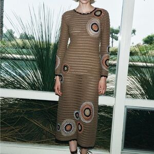 Zara long crochet knit dress